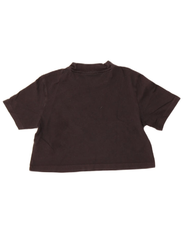 Adidas Womens Crop T-Shirt Top UK 12 Medium Black Cotton