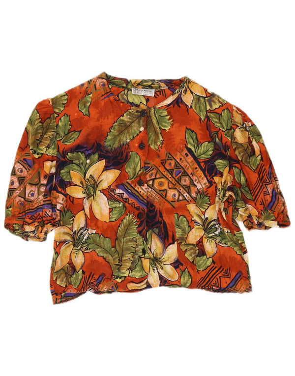 Mary Anne Womens Crop Shirt Blouse UK 16 Large Multicoloured Floral