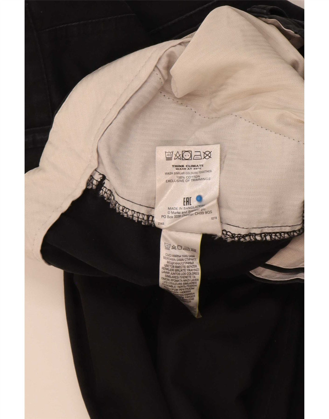 Marks & Spencer Mens Straight Chino Trousers W36 L33 Black Cotton