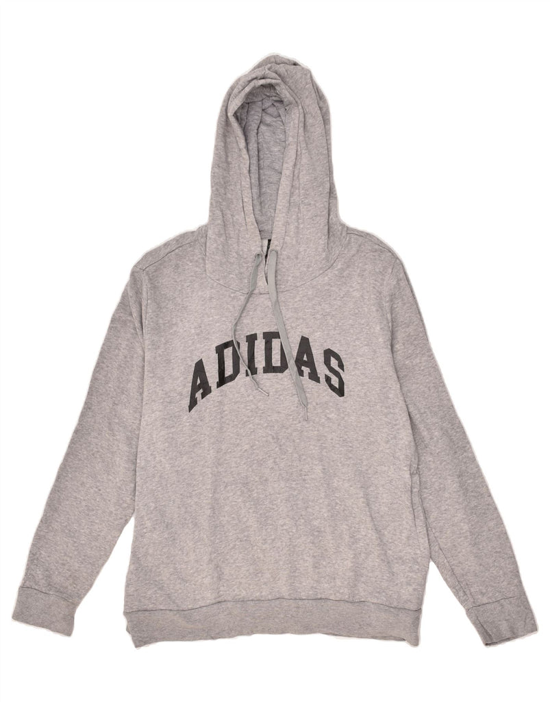 ADIDAS Womens Graphic Hoodie Jumper UK 16/18 Large Grey Cotton | Vintage Adidas | Thrift | Second-Hand Adidas | Used Clothing | Messina Hembry 