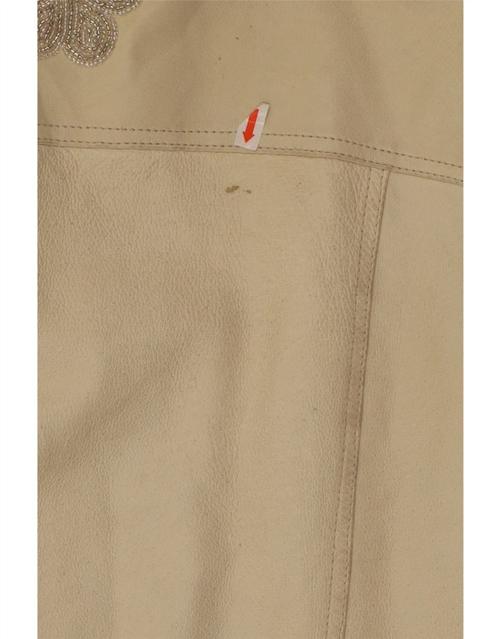 Conbipel Womens Leather Jacket IT 46 Large Off White Leather