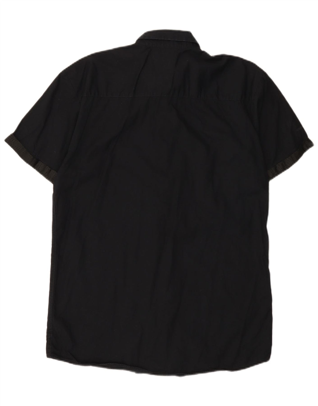 Jack & Jones Mens Short Sleeve Shirt Large Black Cotton