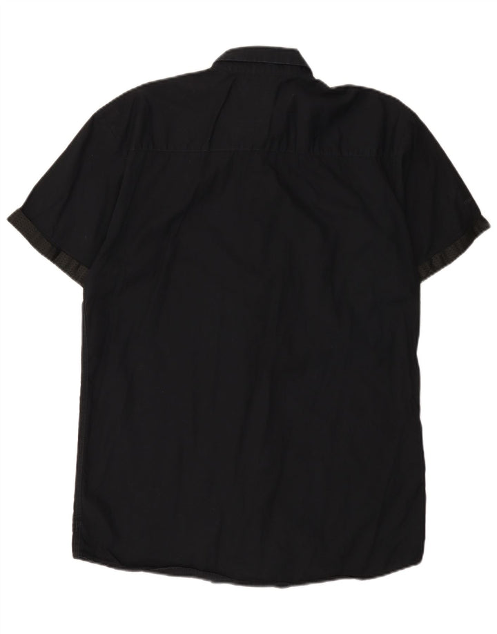 Jack & Jones Mens Short Sleeve Shirt Large Black Cotton