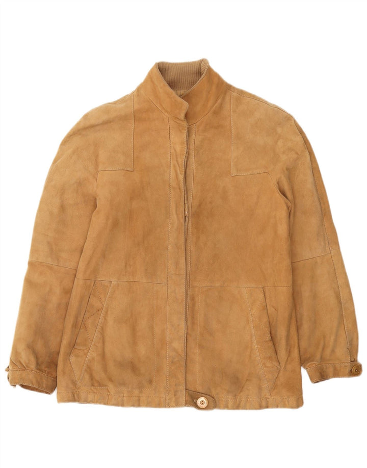 Vintage Womens Suede Jacket IT 44 Medium Beige