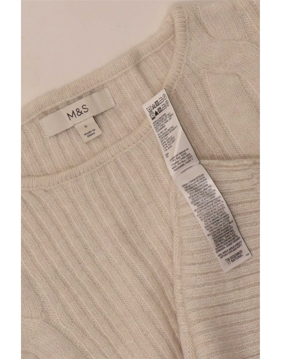 Marks & Spencer Womens Boat Neck Jumper Sweater UK 10 Small Off White