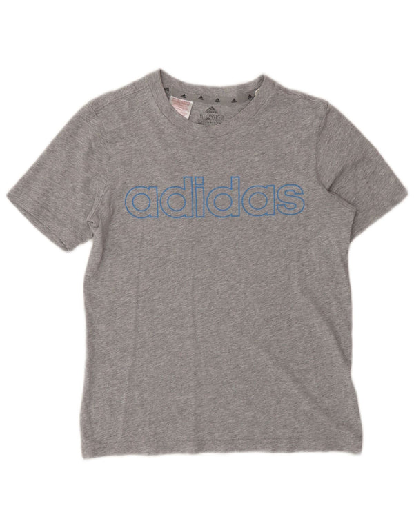 Adidas Boys Graphic T-Shirt Top 11-12 Years Grey Cotton