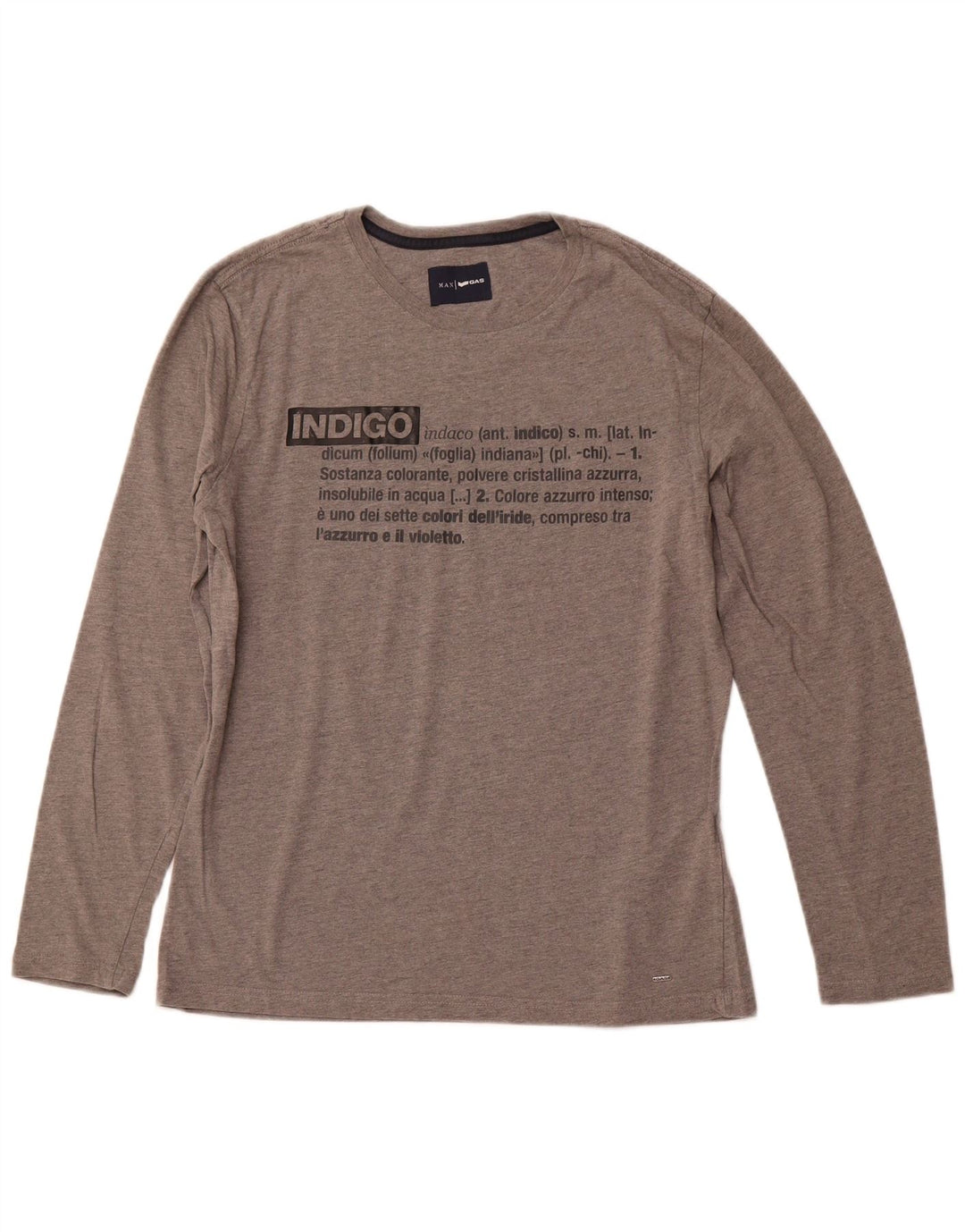 GAS Mens Graphic Top Long Sleeve Large Grey Cotton