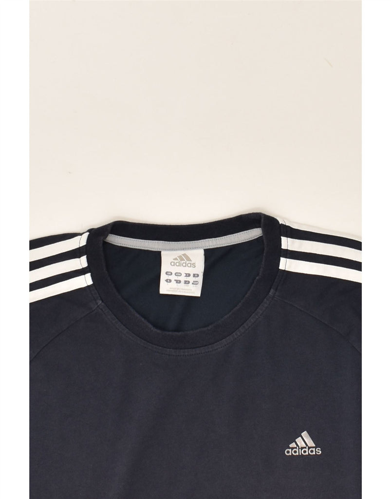 ADIDAS Mens Climalite T-Shirt Top Large Navy Blue Colourblock Cotton | Vintage Adidas | Thrift | Second-Hand Adidas | Used Clothing | Messina Hembry 