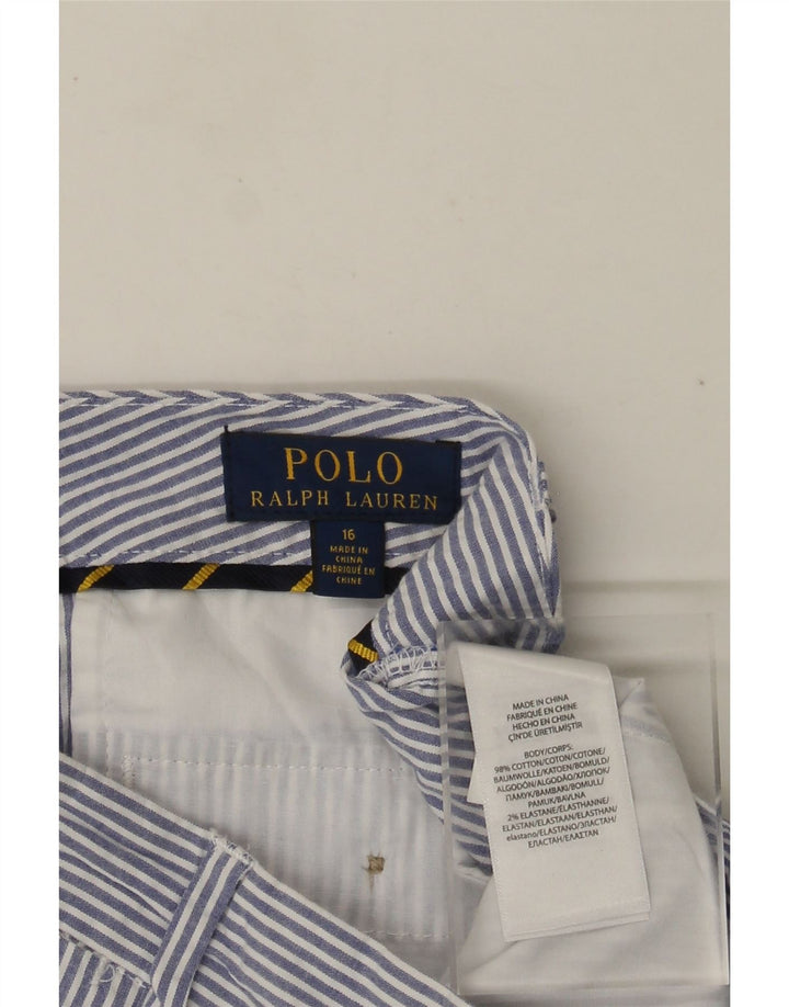 POLO RALPH LAUREN Boys Chino Shorts 15-16 Years W28 Navy Blue Pinstripe