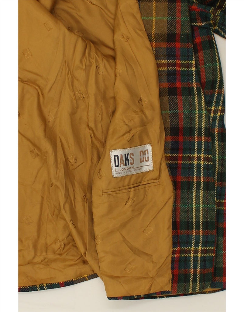 DAKS Womens 4 Button Blazer Jacket UK 8 Small Khaki Check | Vintage DAKS | Thrift | Second-Hand DAKS | Used Clothing | Messina Hembry 