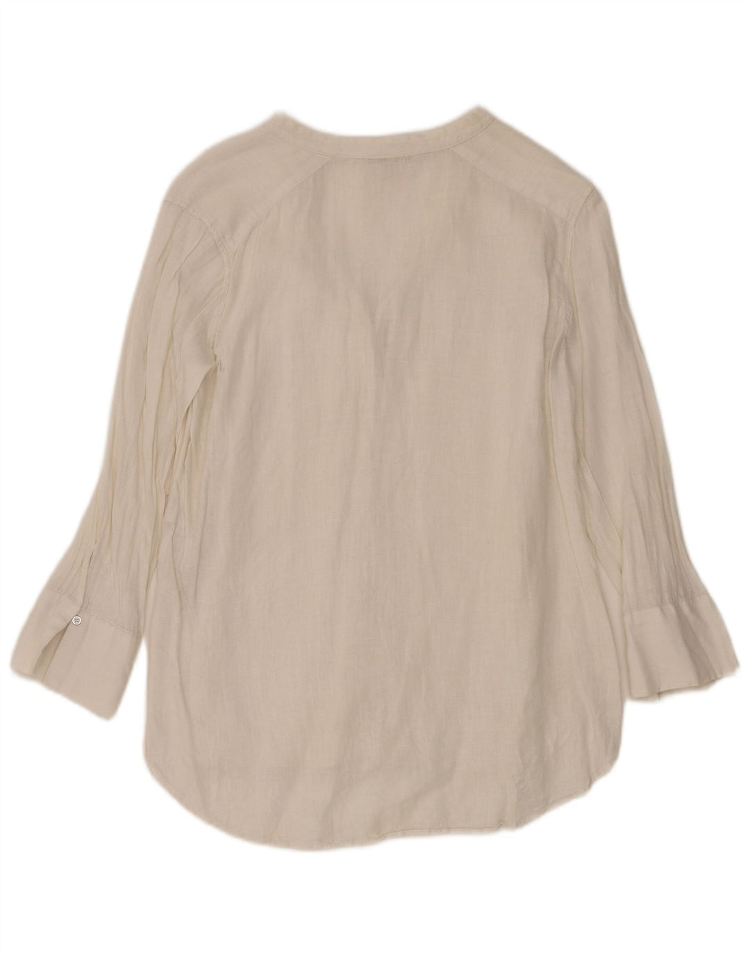 Zara Womens 3/4 Sleeve Shirt Blouse UK 14 Medium White Linen
