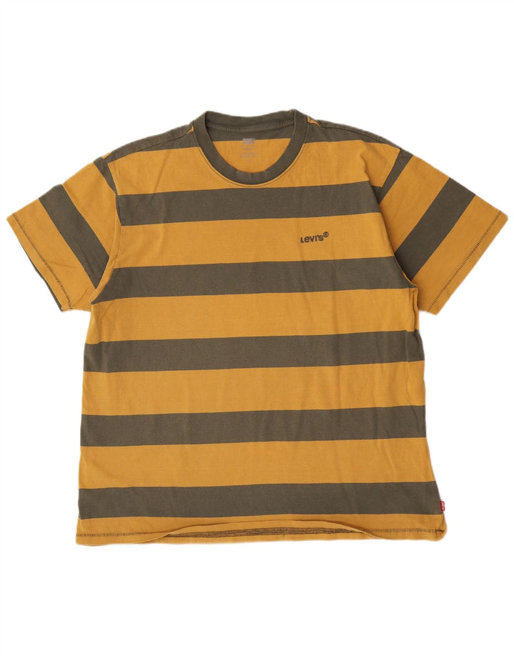 Levi's Mens T-Shirt Top Large Yellow Striped