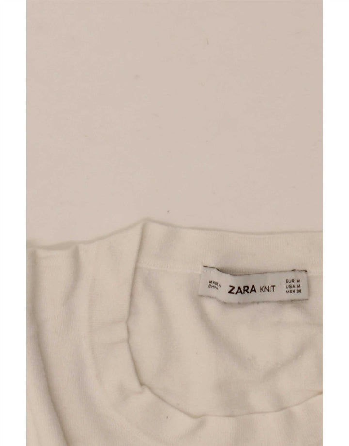 Zara Womens Crew Neck Jumper Sweater UK 12 Medium White