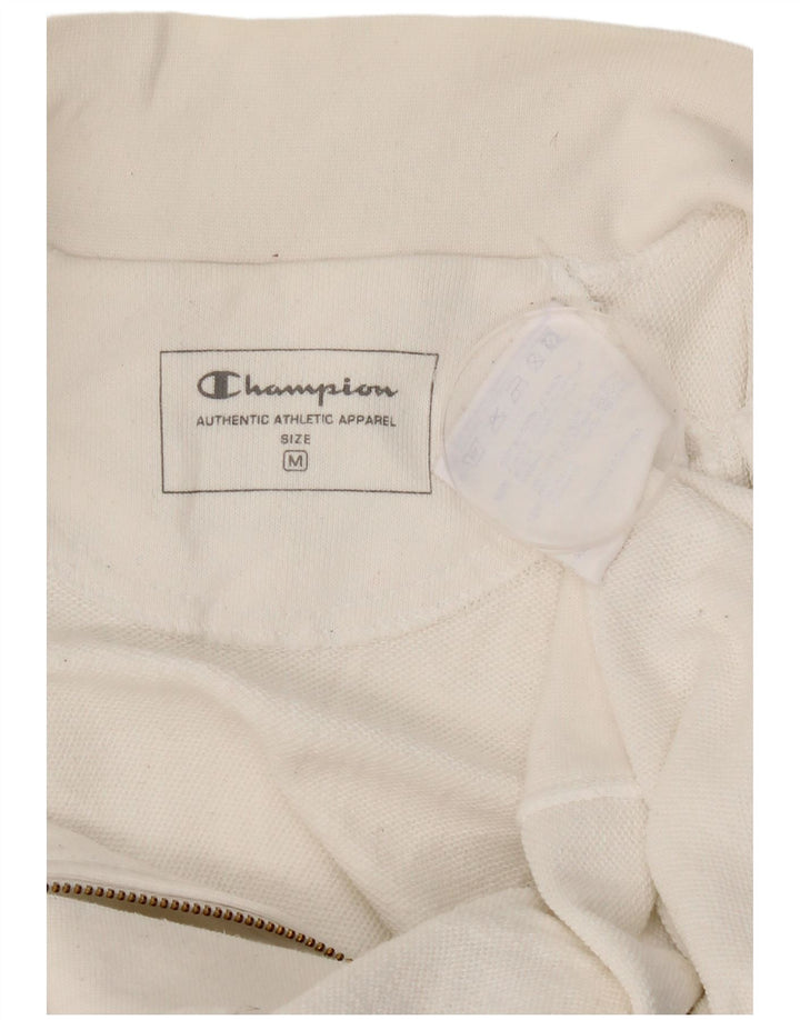 Champion Womens Tracksuit Top Jacket UK 14 Medium White Cotton