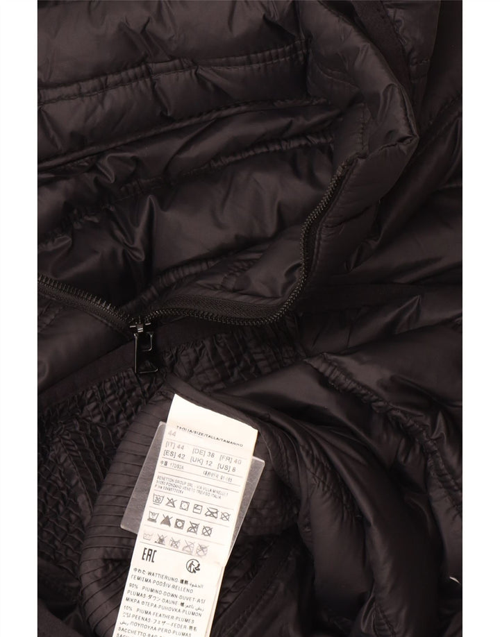 Vintage Womens Hooded Padded Jacket UK 12 Medium Grey Colourblock Polyamide