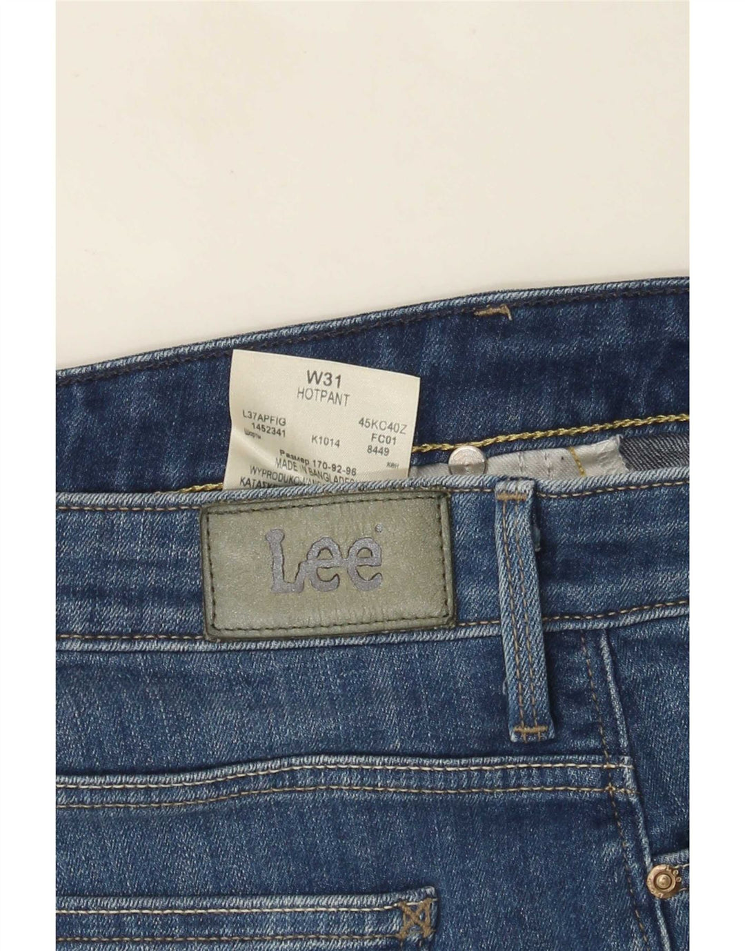 Lee Womens Denim Hot Pants W31 Medium Blue Cotton