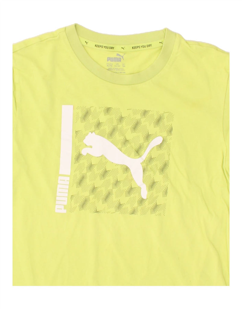 PUMA Boys Graphic T-Shirt Top 13-14 Years Yellow Cotton | Vintage Puma | Thrift | Second-Hand Puma | Used Clothing | Messina Hembry 