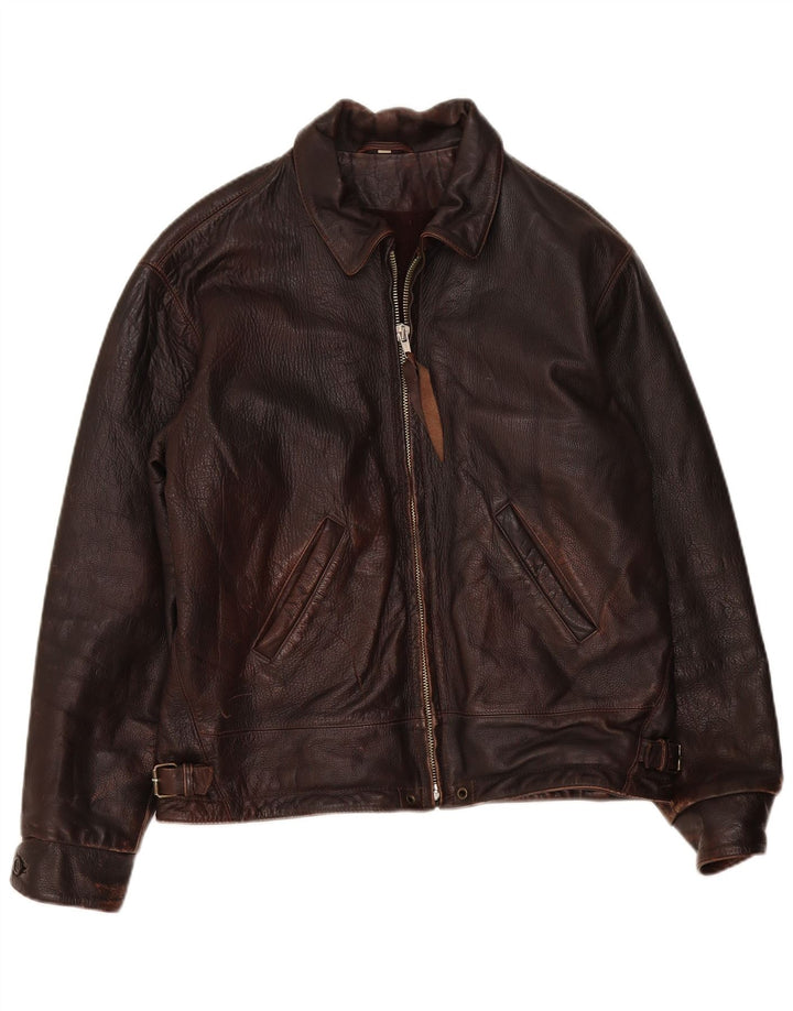Vintage Mens Leather Jacket IT 48 Medium Brown