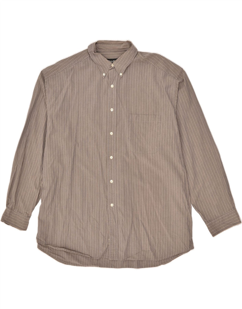 EDDIE BAUER Mens Shirt 2XL Brown Striped Cotton | Vintage Eddie Bauer | Thrift | Second-Hand Eddie Bauer | Used Clothing | Messina Hembry 