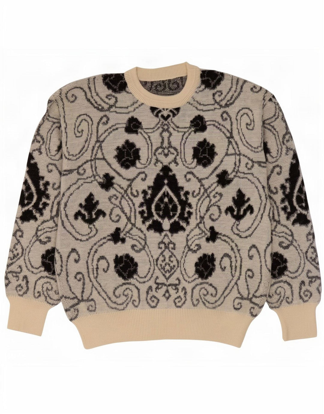Vintage Mens Crew Neck Jumper Sweater IT 52 Large Grey Paisley Wool