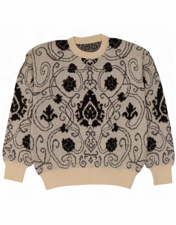 Vintage Mens Crew Neck Jumper Sweater IT 52 Large Grey Paisley Wool