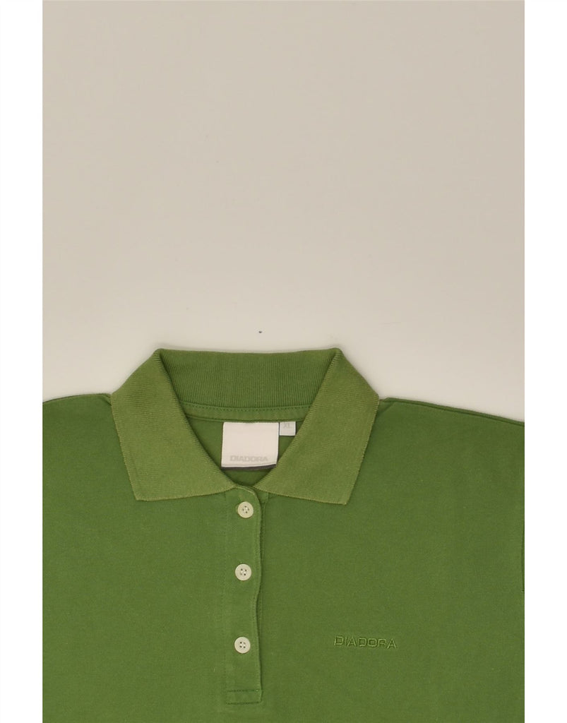 DIADORA Womens Polo Shirt UK 18 XL Green Cotton | Vintage Diadora | Thrift | Second-Hand Diadora | Used Clothing | Messina Hembry 