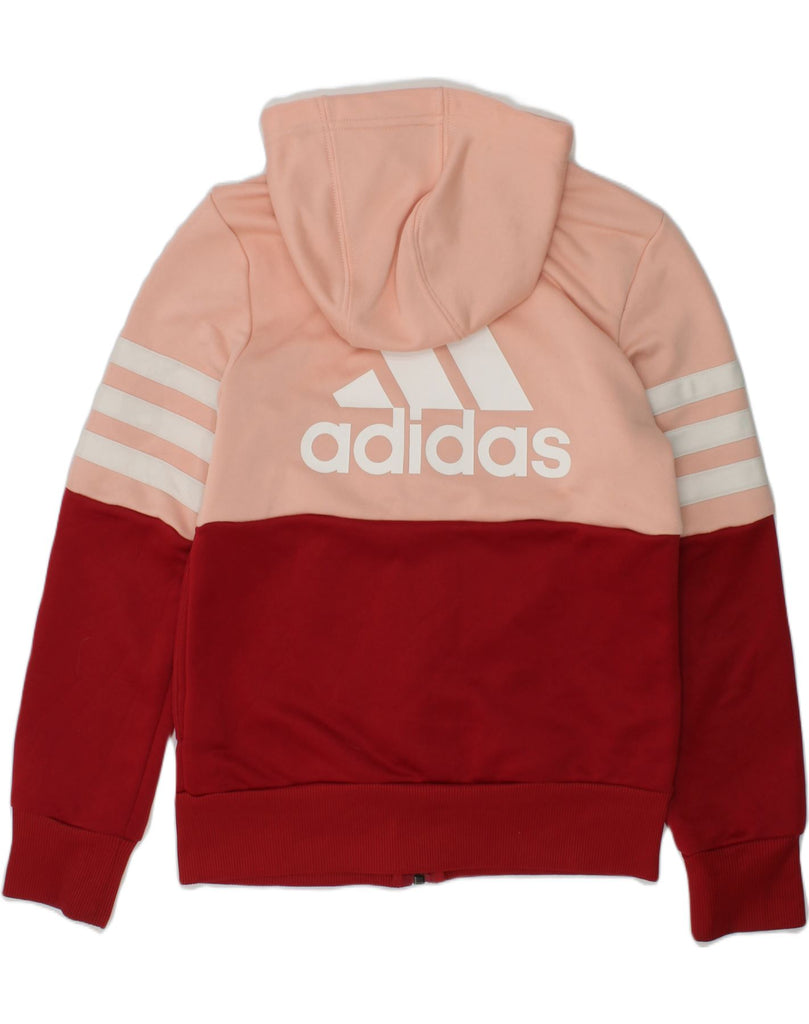 ADIDAS Girls Graphic Zip Hoodie Sweater 9-10 Years Pink Colourblock | Vintage Adidas | Thrift | Second-Hand Adidas | Used Clothing | Messina Hembry 