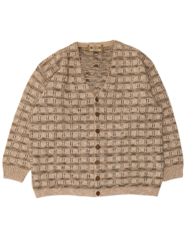 South Coast Mens Cardigan Sweater IT 54 XL Beige Geometric Acrylic