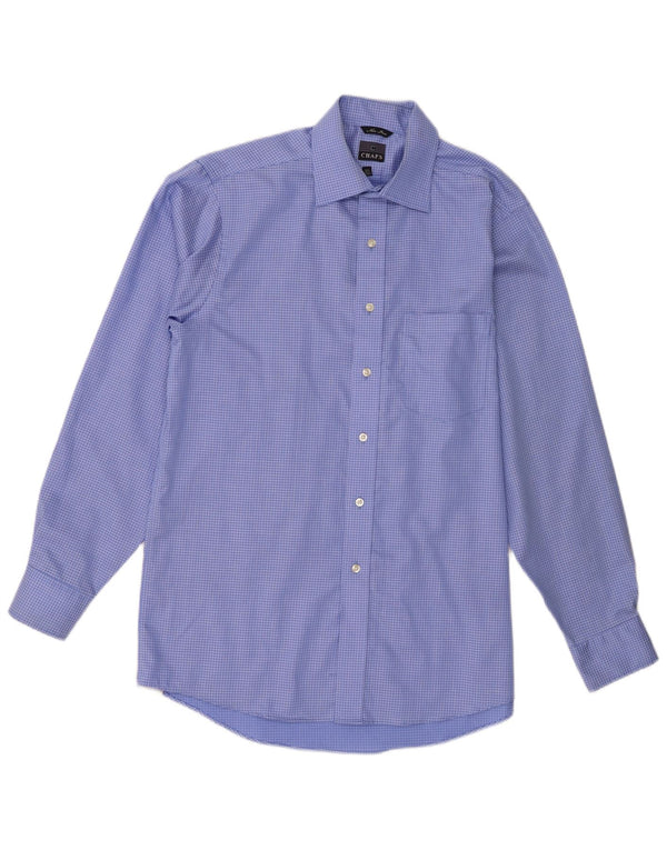 Chaps Mens Shirt Size 15 1/2 Medium Blue Check Cotton