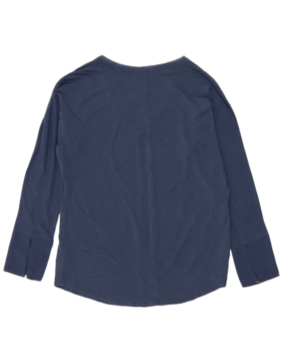 Massimo Dutti Womens Top Long Sleeve UK 16 Large Navy Blue Polyester