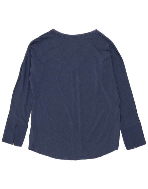 Massimo Dutti Womens Top Long Sleeve UK 16 Large Navy Blue Polyester