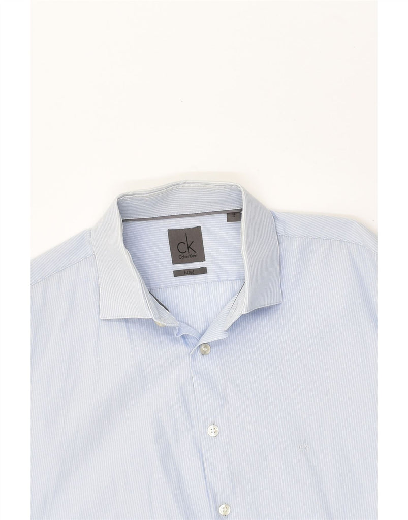 CALVIN KLEIN Mens Shirt Size 38 Medium Blue Pinstripe Cotton | Vintage Calvin Klein | Thrift | Second-Hand Calvin Klein | Used Clothing | Messina Hembry 