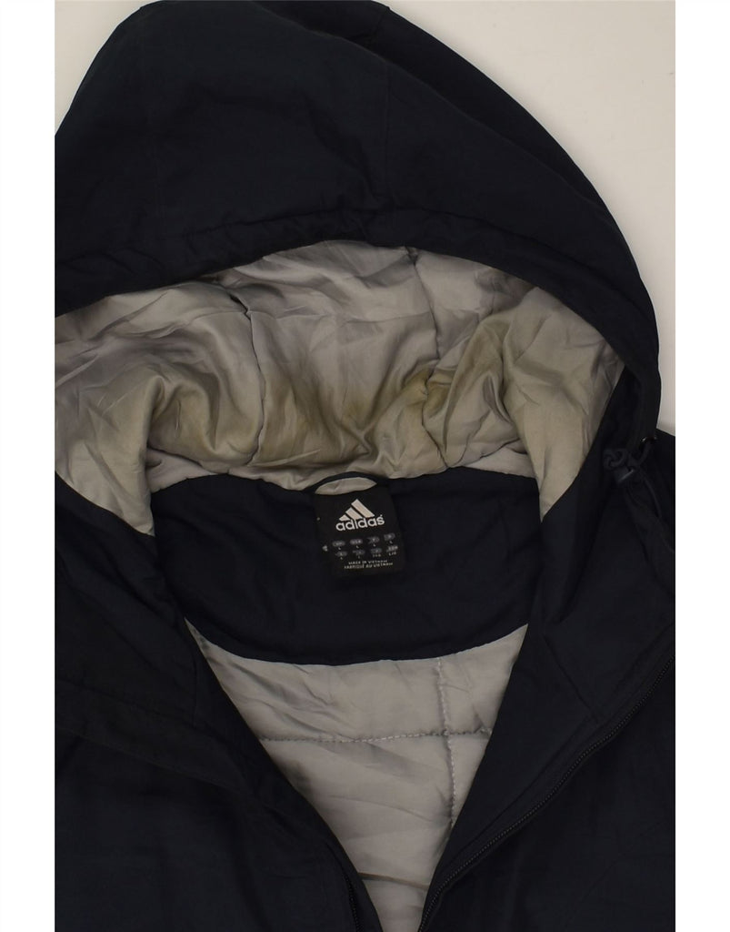 ADIDAS Mens Hooded Windbreaker Jacket UK 40 Large Navy Blue | Vintage Adidas | Thrift | Second-Hand Adidas | Used Clothing | Messina Hembry 