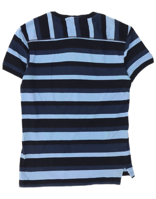 Sisley Mens T-Shirt Top Small Blue Striped Cotton