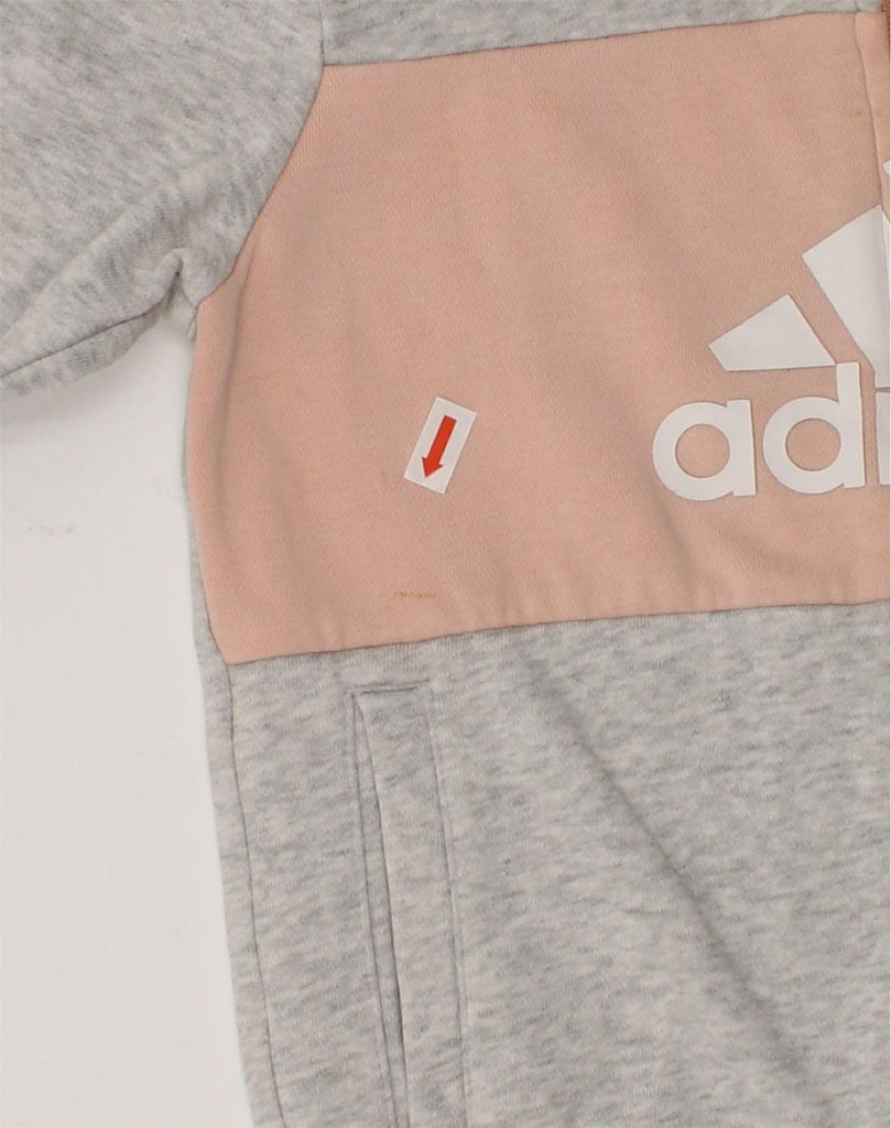 ADIDAS Girls Graphic Zip Hoodie Sweater 2-3 Years Grey Cotton | Vintage Adidas | Thrift | Second-Hand Adidas | Used Clothing | Messina Hembry 