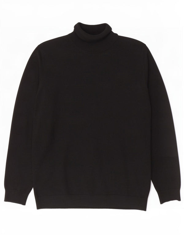 Marks & Spencer Mens Roll Neck Jumper Sweater Large Black Cotton