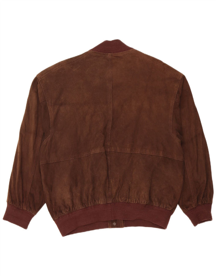 Franco Callegari Womens Suede Bomber Jacket EU 44 XL Brown Leather