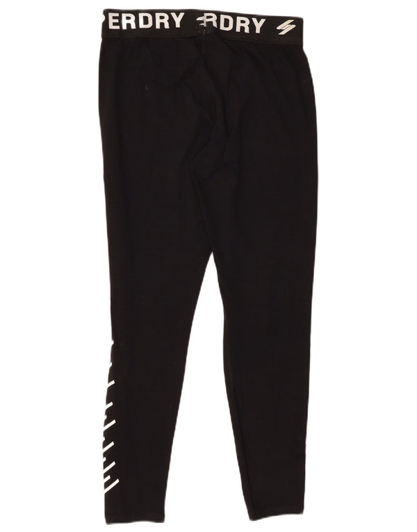 SUPERDRY Womens Graphic Leggings UK 12 Medium Black