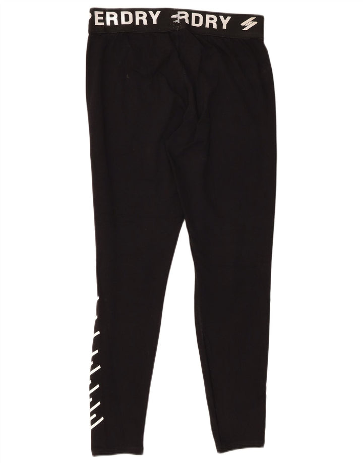 SUPERDRY Womens Graphic Leggings UK 12 Medium Black