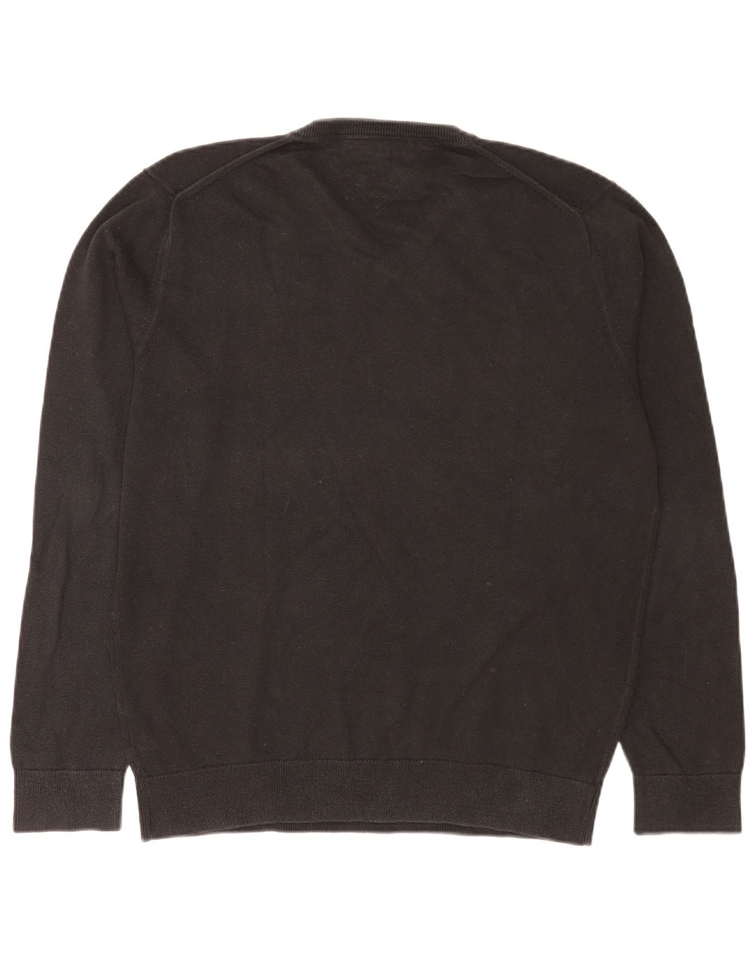 Tommy Hilfiger Mens V-Neck Jumper Sweater Large Black Cotton