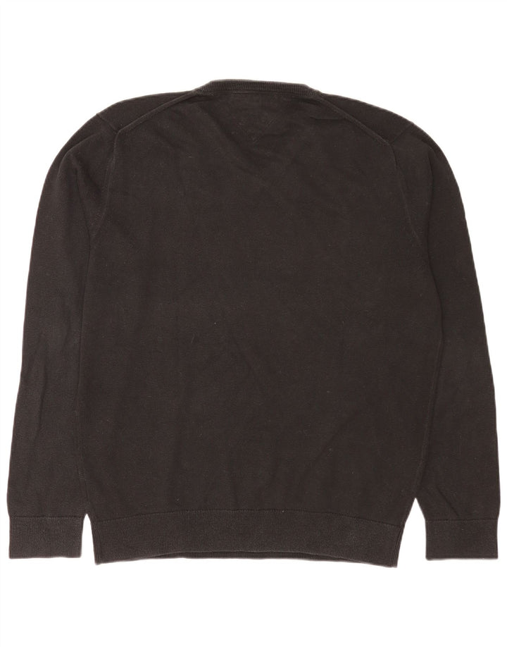 Tommy Hilfiger Mens V-Neck Jumper Sweater Large Black Cotton