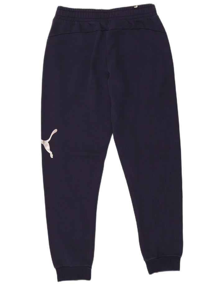 Puma Mens Graphic Tracksuit Trousers Joggers Medium  Navy Blue Cotton
