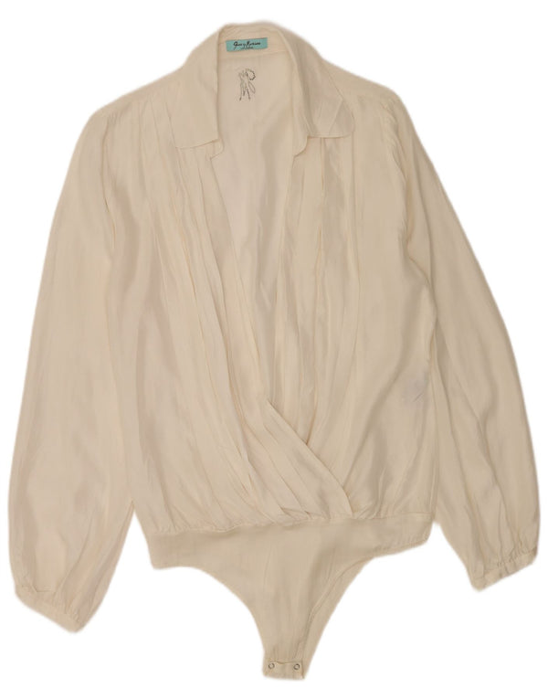 Guess By Marciano Womens Shirt Bodysuit IT 46 Large White Silk