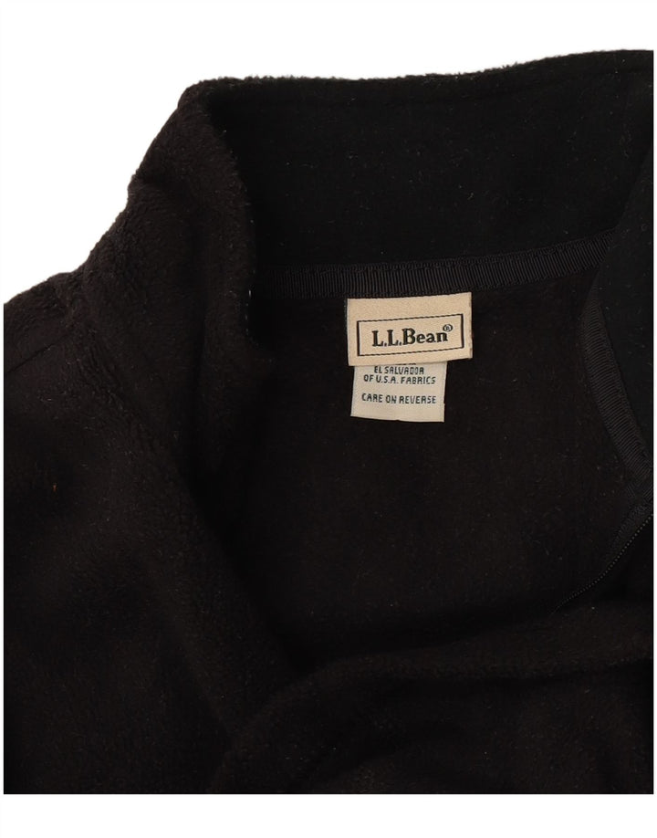 L.L.Bean Womens Zip Neck Fleece Jumper UK 10 Small Black Polyester