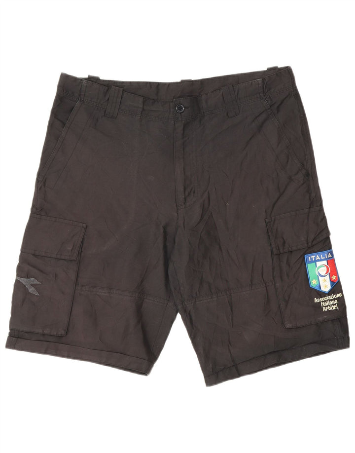 DIADORA Mens Italia Cargo Shorts Small W32 Black Polyester