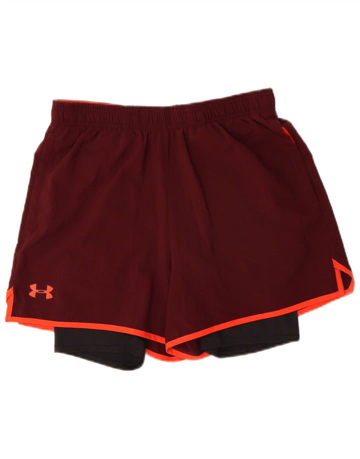 UNDER ARMOUR Mens Heat Gear Sport Shorts Medium Burgundy Polyester