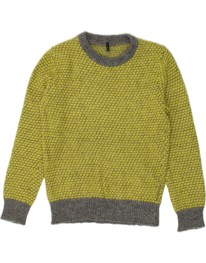 BENETTON Womens Crew Neck Jumper Sweater UK 10 Small Yellow Wool | Vintage Benetton | Thrift | Second-Hand Benetton | Used Clothing | Messina Hembry 