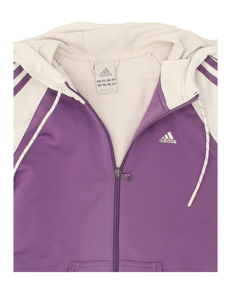 ADIDAS Womens Zip Hoodie Sweater UK 12 Medium Purple Colourblock Polyester Vintage Adidas and Second-Hand Adidas from Messina Hembry 