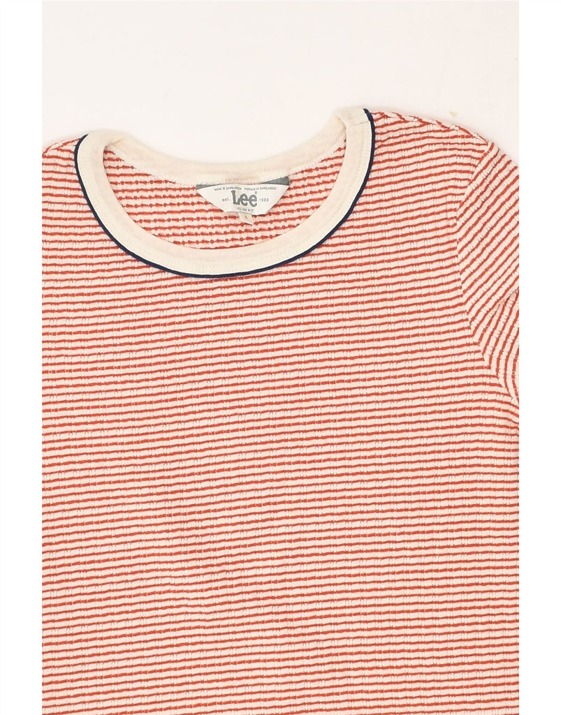 LEE Womens Slim Fit T-Shirt Top UK 8 Small Red Striped Cotton | Vintage Lee | Thrift | Second-Hand Lee | Used Clothing | Messina Hembry 