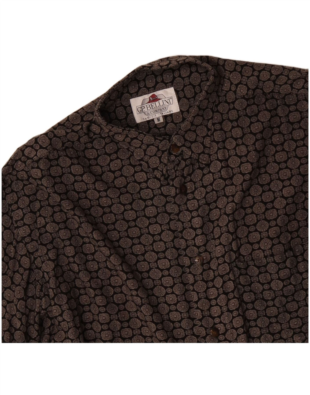 GP. BELLINI & COMPANY Mens Shirt Medium Black Geometric Viscose